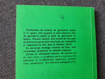 Probleme de sinteza geometrie plana si in spatiu GH SIMIONESCU RF22/4 foto