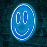 Cumpara ieftin Decoratiune luminoasa LED de perete Smiley Albastru 27 cm