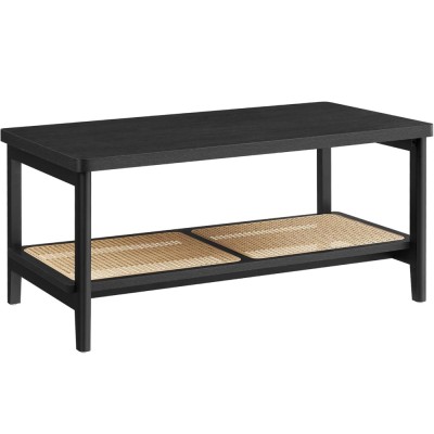 VASAGLE Masuta de cafea, din MDF, cu spatiu de depozitare pe 2 nivele, 55x100x45 cm, negru foto