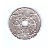 Moneda Spania 50 centimos 1956, stare buna, curata