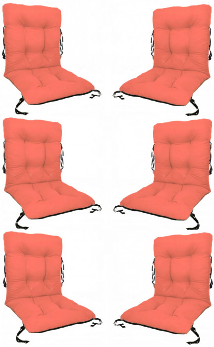 Set 6 Perne sezut/spatar pentru scaun de gradina sau balansoar, 50x50x55 cm, culoare orange