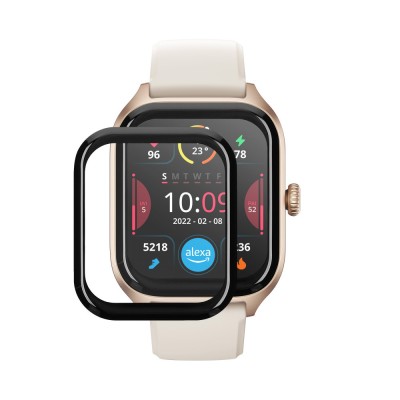 Set 2 Folii de protectie Kwmobile pentru Amazfit GTS 4, Transparent/Negru, Polimer, KWM000024VL001C foto