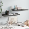 Set 2 Rafturi Perete Gossi, 60x23.5 cm, MDF Gri Extralucios, Montare Invizibila, Design Modern, Living/Dormitor