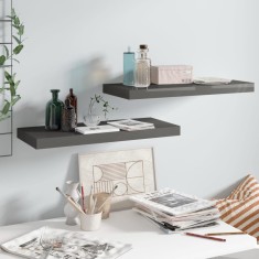 vidaXL Rafturi de perete, 2 buc., gri extralucios, 60x23,5x3,8 cm, MDF