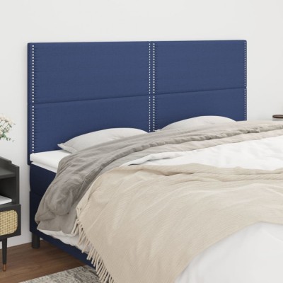 vidaXL Tăblii de pat, 4 buc, albastru, 90x5x78/88 cm, textil 3116212 foto
