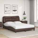 vidaXL Cadru de pat cu tăblie, maro, 140x190 cm, piele ecologică