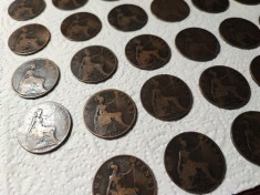 Lot vintage de 28 monede de 1 penny 1900 foto