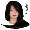 Cap Practica Coafor Jessica 65cm, Par Natural Negru, Suport Inclus - Enzo, Manechin Profesional Coafuri, Vopsire, Tuns