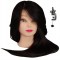 Cap de antrenament Jessica 65 cm negru păr uman + m&acirc;ner coafor pentru pieptănat cap de exercițiu