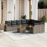 Gossi set mobilier de gradina cu perne, 10 piese, gri, poliratan