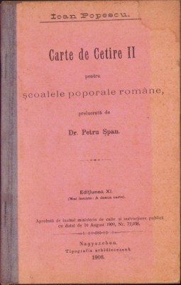 764SPN Carte de Cetire II pentru școalele poporale rom&amp;acirc;ne 1908 Sibiu foto