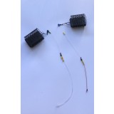 Set 2 monturi de pescuit pe rauri cu cosulet feeder,pescuit de finete cu power gum si impletitura treccia,90-100gr