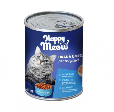 Hrana Umeda Cv Pisici cu Peste 415g,Happy Meow foto