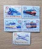 Lot 5 Timbre Romania 1963 Mijloace de Transport Posta Aeriana Locomotiva Avion Nave Troleibuz Stampilate - RO1