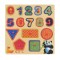 Puzzle din lemn pentru copii, model cifre &amp; forme, 15 piese, multicolor