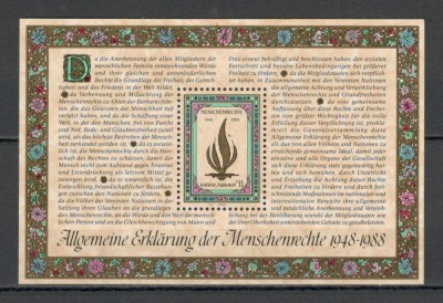 O.N.U.Viena.1988 40 ani Declaratia drepturilor omului-Bl. SN.452 foto