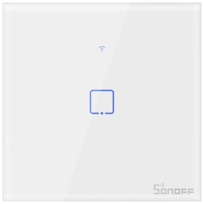 Intrerupator inteligent cu touch Sonoff T0 EU TX, Wireless, 1 canal, compatibil iOS/Android, Amazon Alexa/Google Assistant, sticla, Alb foto