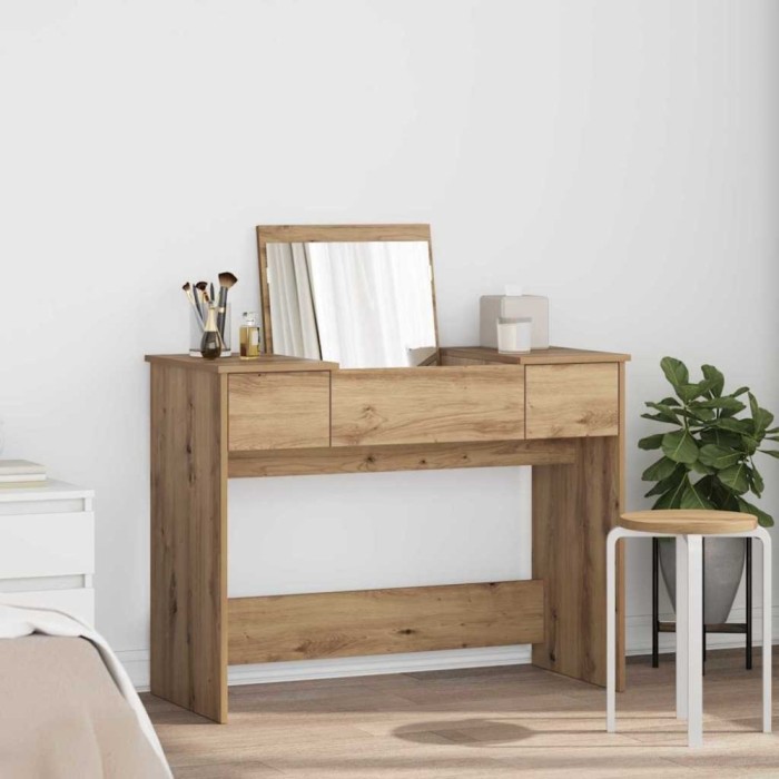 vidaXL Masă de toaletă cu oglindă Stejar artizanal 100x45x76 cm