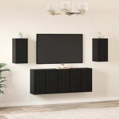 vidaXL Set comodă TV Pe perete 7 pcs Stejar negru 30.5 x 30 x 60 cm 3393145