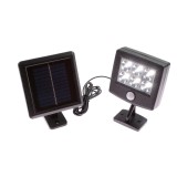 Proiector solar cu LED Hoff, 0.5W, 200lm, lumina rece, cu senzor de miscare, negru, IP44, exterior
