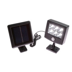 Proiector solar cu LED Hoff, 0.5W, 200lm, lumina rece, cu senzor de miscare, negru, IP44, exterior