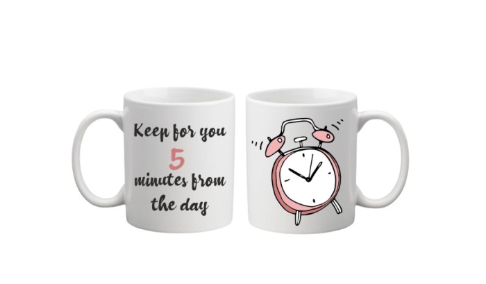 Cana alba personalizata, Keep for you 5 minutes from the day, INOVATIX&reg;. 330ml