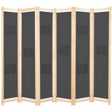 Cumpara ieftin Paravan camera, 6 panouri, gri, 240x170 x4 cm, material textil