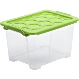 Cutie depozitare din plastic cu capac , transparenta, 15 L,ROTHO