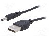 Cablu alimentare DC, DC 3,5/1,35 mufa, USB A mufa, negru, 0,8m, AKYGA - AK-DC-03