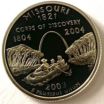 AMERICA QUARTER DOLLAR 2003 S.PROOF, AG.900, (Lewis si Clark St. Louis-MISSOURI) foto