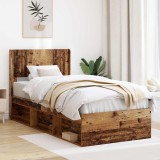 vidaXL Cadru de pat cu depozitare și tăblie Lemn vechi 100 x 200 cm 3414249