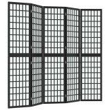Cumpara ieftin Paravan pliabil cu 5 panouri, stil japonez, negru, 200x170 cm