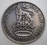 F.547 MAREA BRITANIE ANGLIA GEORGE V 1 ONE SHILLING 1936 ARGINT