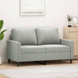 Canapea 2 locuri Gossi, gri deschis, 120 cm, catifea, cadru metalic, confortabila