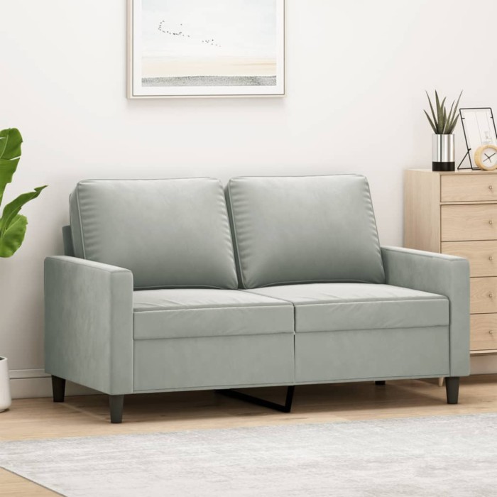 Gossi canapea cu 2 locuri, gri deschis, 120 cm, catifea