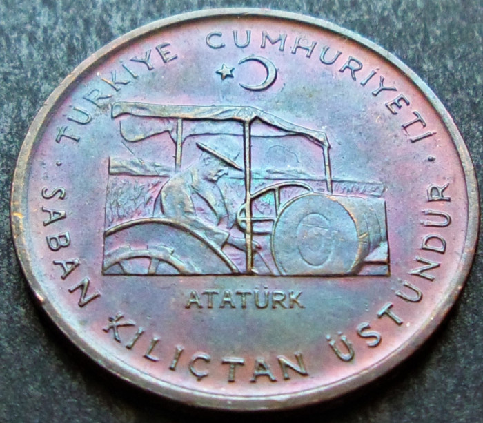 Moneda FAO 10 KURUS - TURCIA, anul 1971 *cod 2480 A = UNC / ATATURK = PATINA