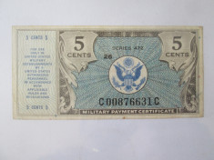 Statele Unite ale Americii 5 Cents Military Payment Certificates 1948-1951 foto