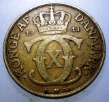 F.576 DANEMARCA CHRISTIAN X 2 KRONER 1941 RARA 129.000 ex., Europa, Bronz-Aluminiu