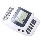 Aparat de masaj cu puls electronic, pentru terapie pentru ameliorarea durerii si fitness, alimentare cu baterii, alb