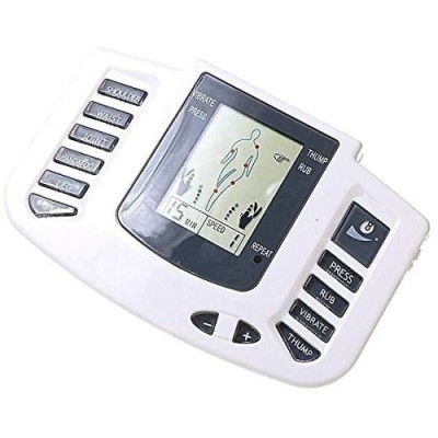 Aparat de masaj cu puls electronic, pentru terapie pentru ameliorarea durerii si fitness, alimentare cu baterii, alb foto