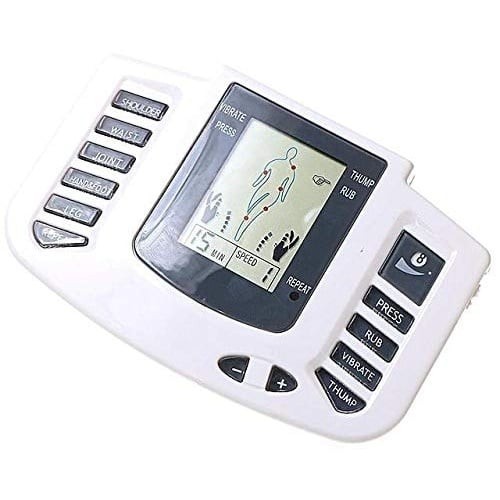 Aparat de masaj cu puls electronic, pentru terapie pentru ameliorarea durerii si fitness, alimentare cu baterii, alb
