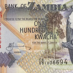 ZAMBIA █ bancnota █ 100 Kwacha █ 2005 █ P-38e █ UNC █ necirculata