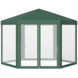 Pavilion/foisor pentru gradina/terasa, cadru metalic, cu plasa de tantari, verde, 3.94x3.94x2.5 m GartenVIP DiyLine, ART