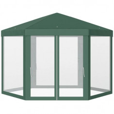 Pavilion/foisor pentru gradina/terasa, cadru metalic, cu plasa de tantari, verde, 3.94x3.94x2.5 m GartenVIP DiyLine