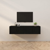Dulapuri TV montate pe perete, 2 buc., negru, 80x34,5x40 cm GartenMobel Dekor, vidaXL