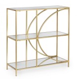 Raft din fier auriu cu 3 polite sticla Elenor 81 cm x 31 cm x 87 h
