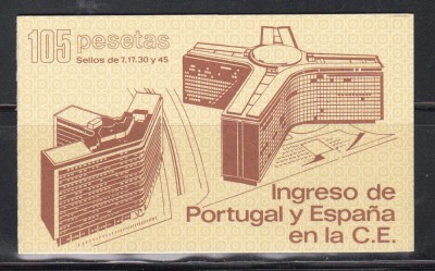 Spania 1986 - Admiterea Spaniei și Portugaliei &amp;icirc;n CEE, Carnet, 2 poze, MNH foto