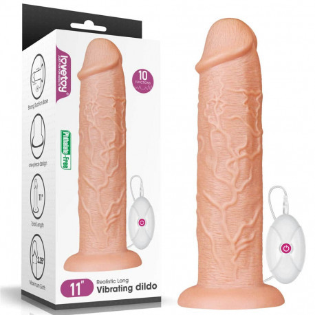 Vibrator (04) XXL cu ventuza Realistic Long 28 cm
