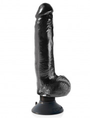 Vibrator Realistic Cu Ventuza King Cock, Negru, 22.8 cm foto