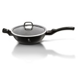 Tigaie adanca marmorata cu capac 28 CM, Black Silver, Berlinger Haus